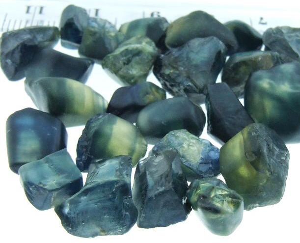 Blue and parti coloured sapphire from the New England region