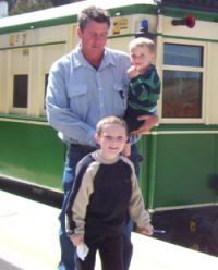 Andrew, Patrick & Angus - railmotor trip to Uralla, 2004.